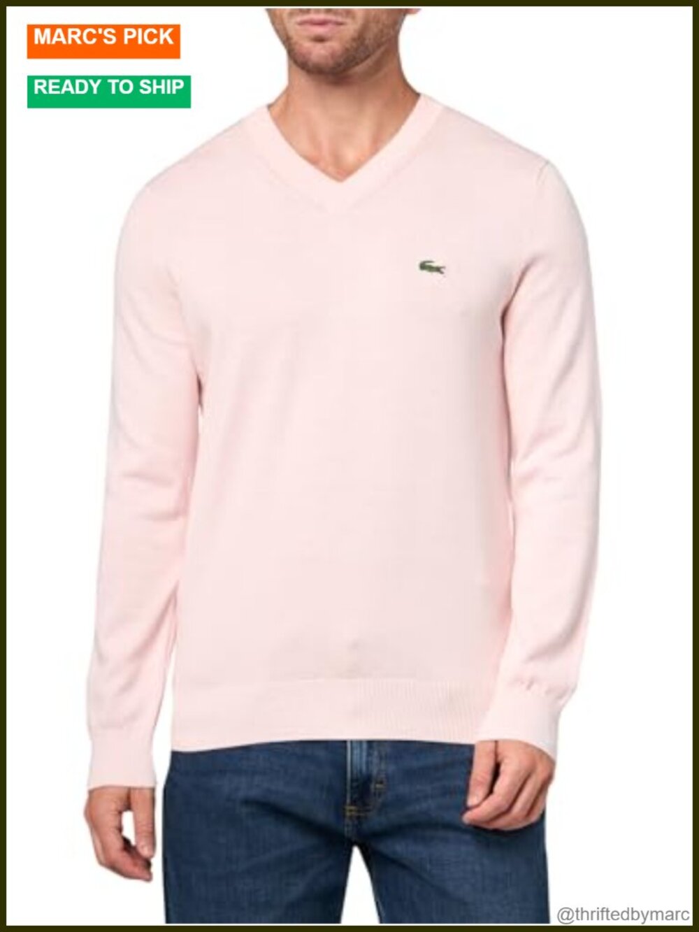 Lacoste Monochrome Cotton V-neck Sweater Regular Fit Organic Cotton Pullover
